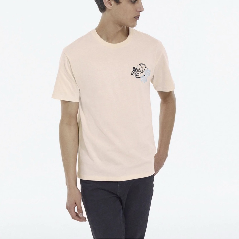 The Kooples 100% Cotton Pink Embroidered Skull T-Shirt Size L - Picture 9 of 9